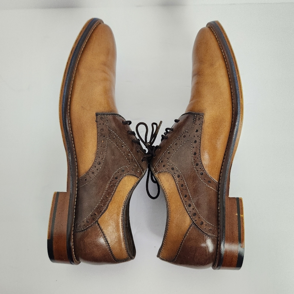 Johnston Murphy Mens 8.5 Brown Leather Conard Saddle Lace Up Dress Shoes 20-3316 - Picture 8 of 15